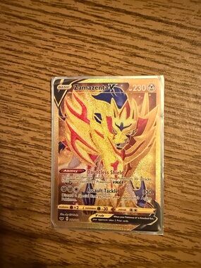 Pokemon Zamazenta V Holo Card - Gold, Red, Blue